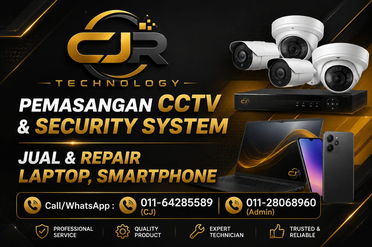 CJR Technology service banner showing CCTV, laptop and smartphone services